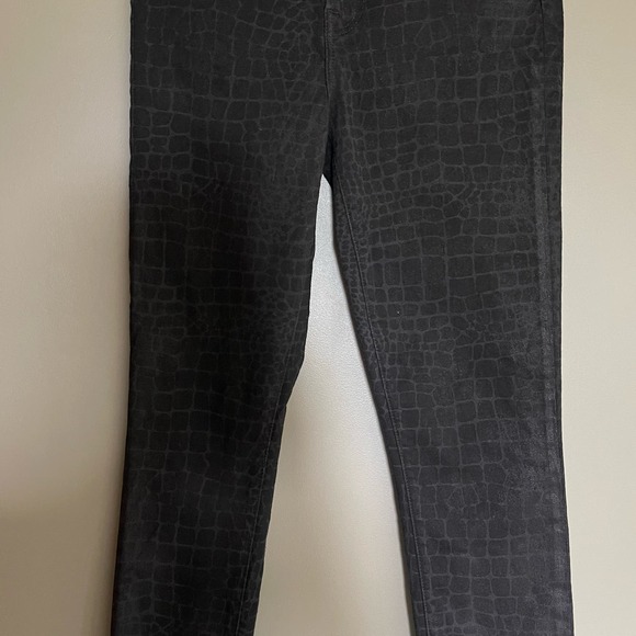 J Brand Leenah High Rise Skinny Ankle Jeans Size 28 Caiman Python Print Black - Picture 7 of 16